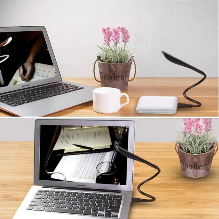 USB Girişli 14 Ledli 3 Kademeli Dokunmatik Masa/Kitap Okuma Lambası Ledi Siyah (5263)