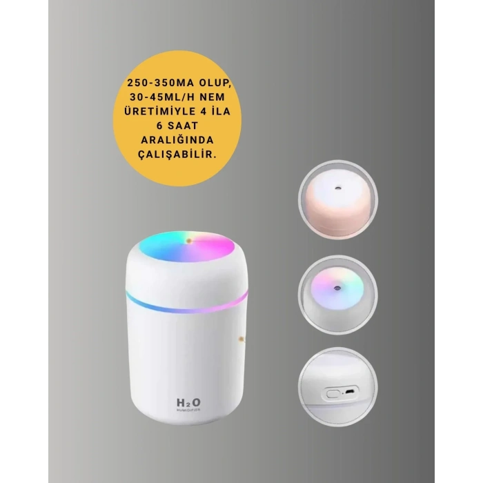 Usb Girişli Taşınabilir Mini Nemlendirici 300ml Su Hazneli