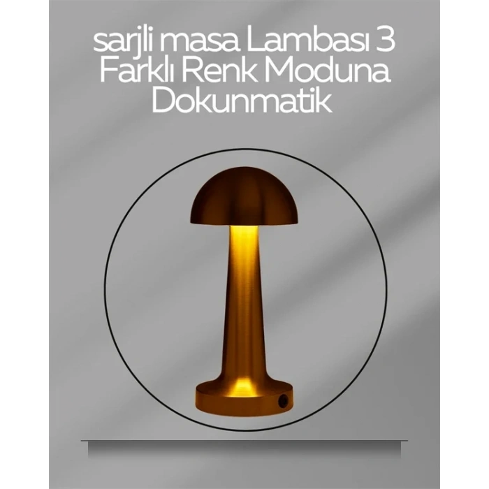 Usb Şarjlı Dokunmatik Led Masa Lambası – 3 Renk Modu & Dimmer
