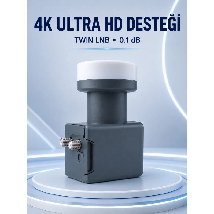 Uydu Anten Lnb Twin Çıkışlı 0.1 Db Ku Band 4k Ultra Hd Uyumlu