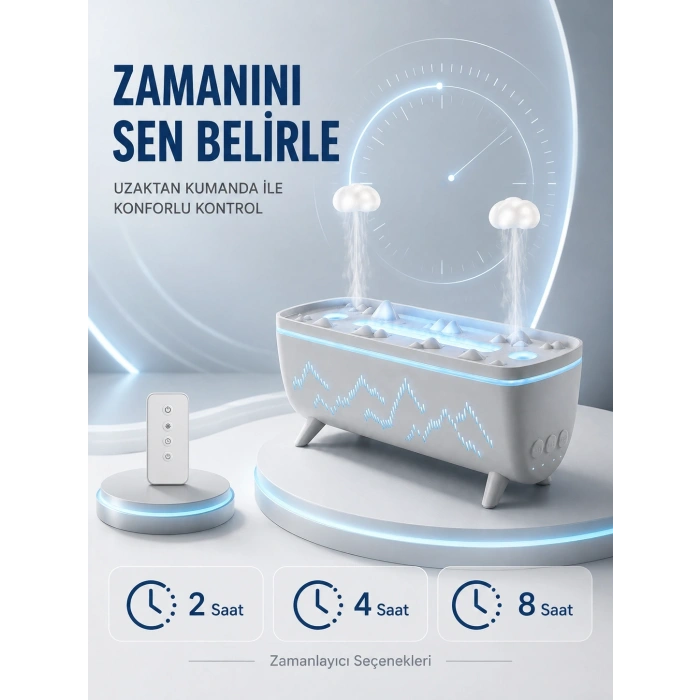 Uzaktan Kumandalı Aroma Difüzörü Sessiz Hava Nemlendirici Alev Efektli 2 4 8 Saat Zamanlayıcılı