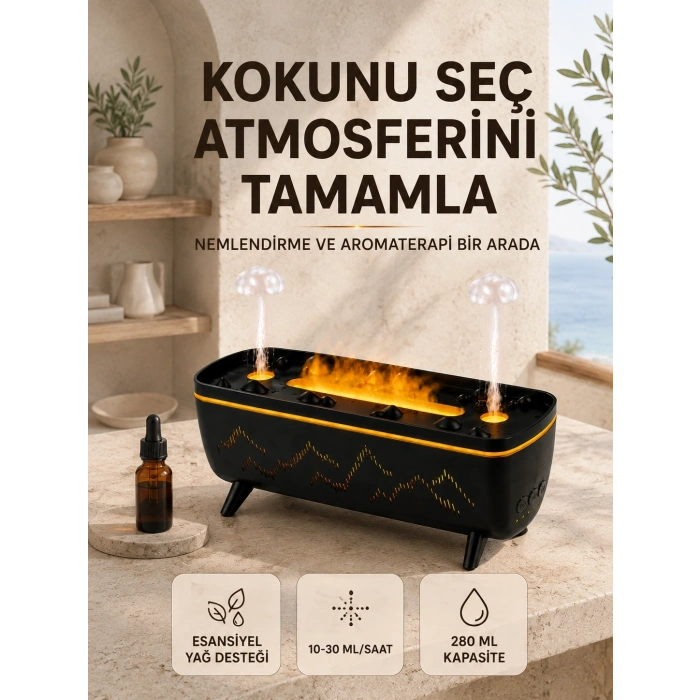 Uzaktan Kumandalı Hava Nemlendirici Aromaterapi Difüzörü 2 4 8 Saat Zamanlayıcılı Siyah
