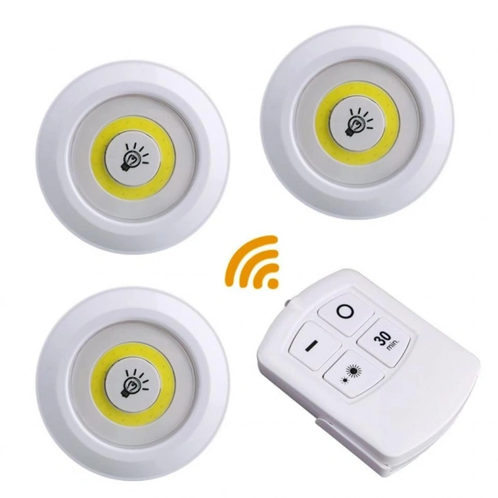 Uzaktan Kumandalı Yapışkanlı 3’lü Led Spot Lamba (5263)