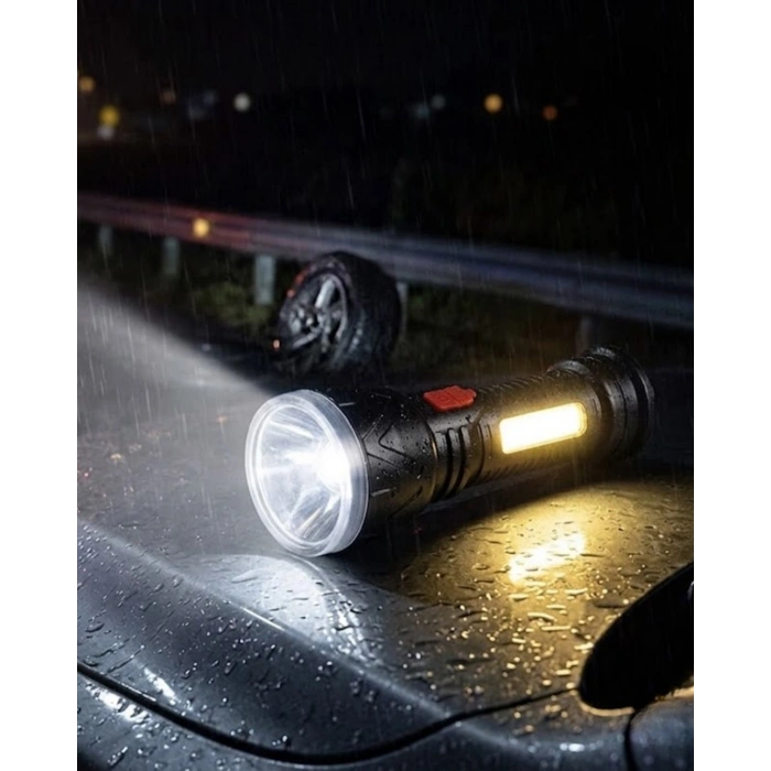 Uzun Menzilli Işıldak Şarjlı 9 Led 4 Kademeli Aydınlatma