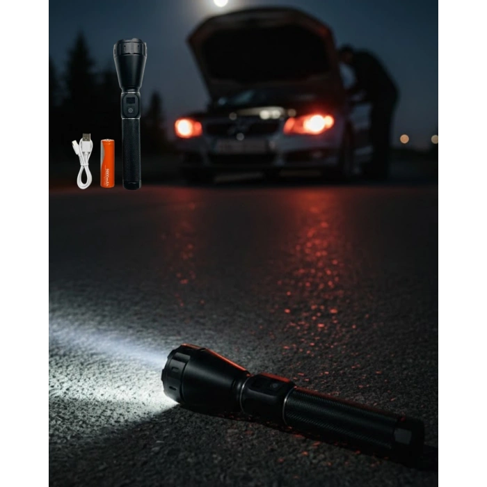 Uzun Ömürlü Bataryalı Şarjlı El Feneri Güçlü Led Aydınlatma