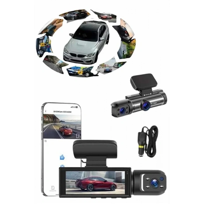 Video Ve Fotoğraf Kaydedici Sürüş Kamerası Ön Ve Arka Çift Kameralı