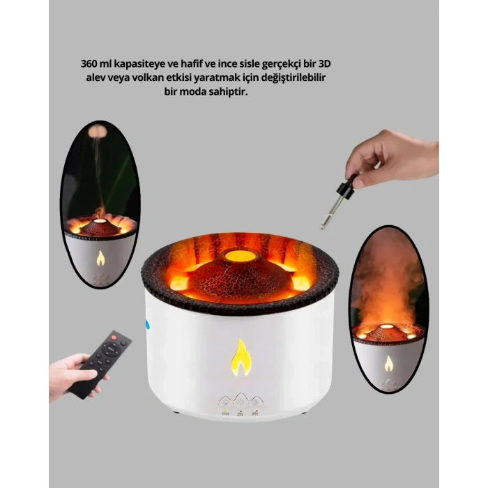 Volkan Efektli Aroma Difüzörü – Sessiz Çalışma, Otomatik Kapanma Ve Led Işık