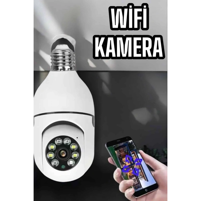 Wifi Kamera Duylu Ampul Görünümlü 360 Derece Dönebilen Ev Kamerası