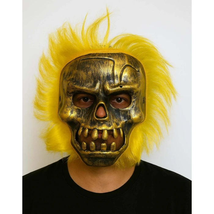 Wild Skull - Bakır Kafatası Sarı Saçlı İskelet Maske (5263)