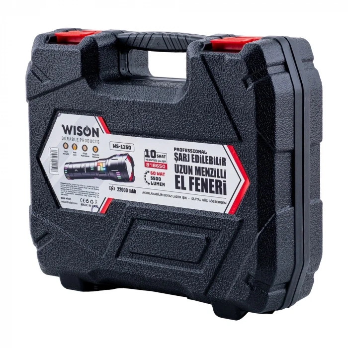 Ws-1150 Uzun Menzilli 60 Watt 5500 Lümen Profesyonel Güçlü El Feneri (5263)