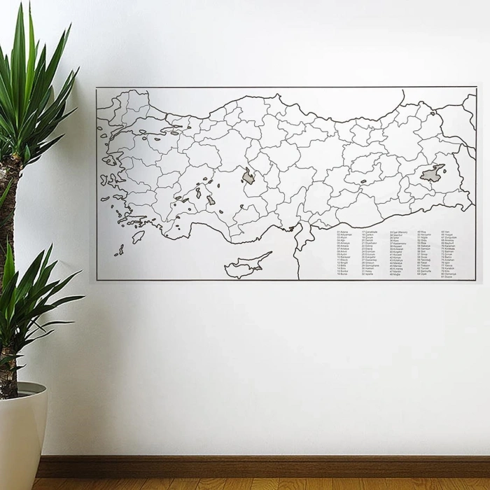 Yazılabilir Türkiye Haritası Manyetik Duvar Stickerı 110 x 56 cm (5263)