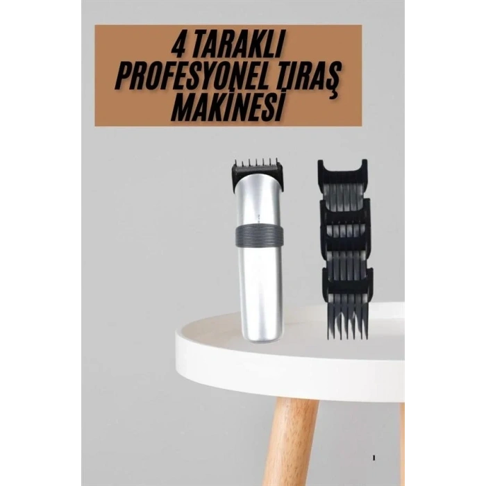 Yeni Nesil Profesyonel Şarjlı Saç Sakal Tıraş Makinesi Ayarlanabilir 4 Taraklı
