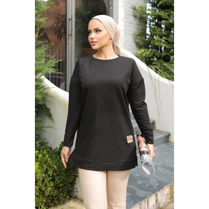 Yeni Stil Siyah Arma Detaylı Tunik 10020