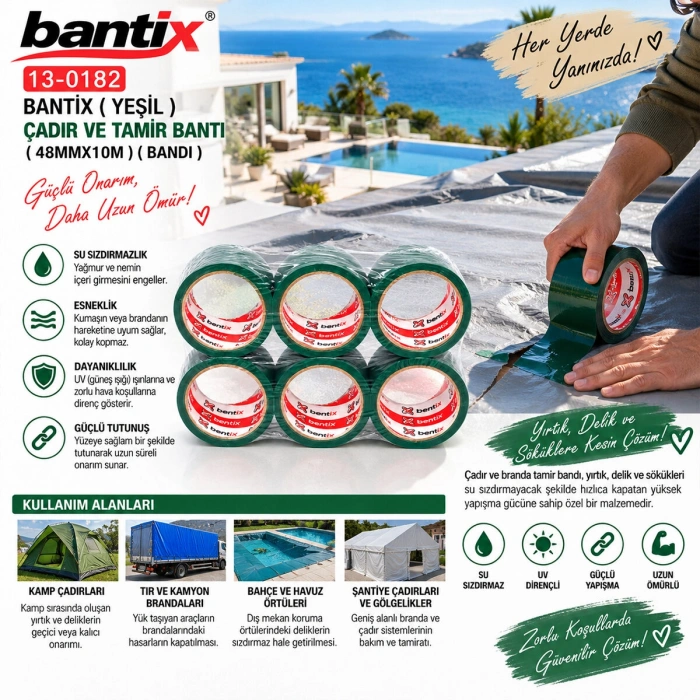 YEŞİL ÇADIR VE TAMİR BANTI 48MMX10M (5263)