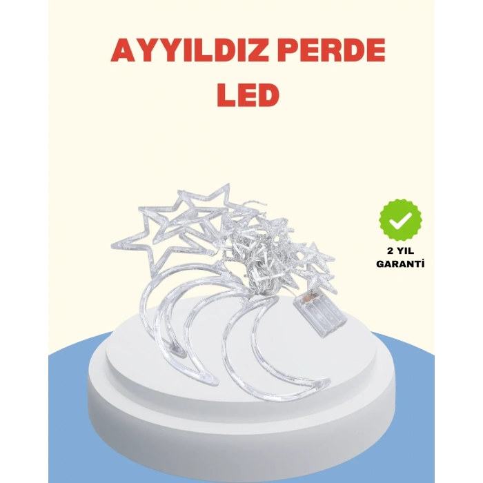 Yıldız Ay Tasarımlı Prizli Perde Led Işık İç Mekan Dekoru