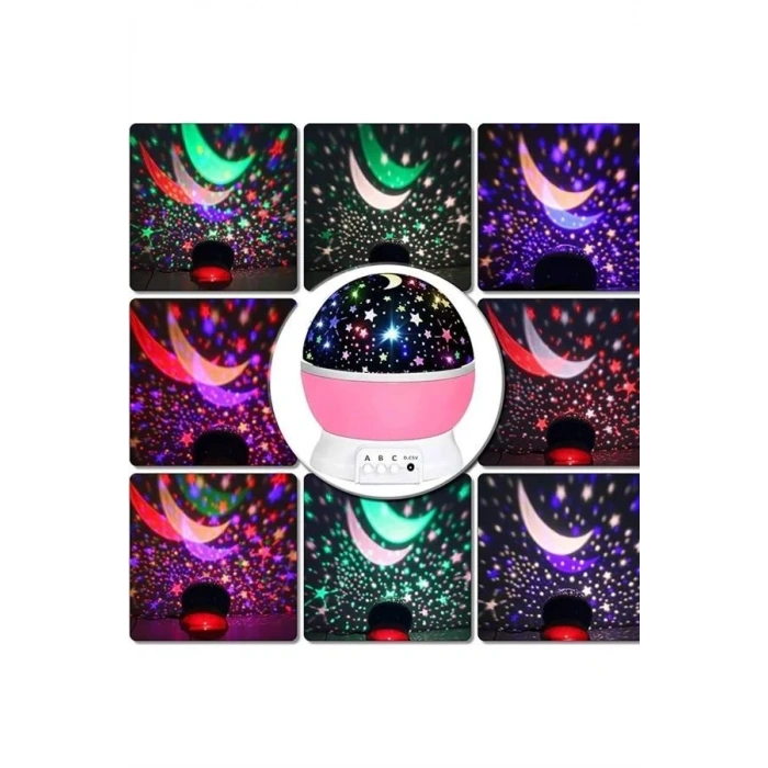 Yıldız Görünümlü Gece Lambası Renkli Masa Lambası Gökyüzü Projeksiyon