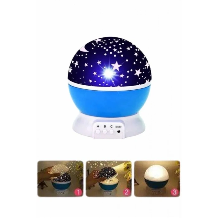 Yıldızlı Gece Lambası Mor Projeksiyon Görünümlü Masa Lambası Renk Değiştirebilen