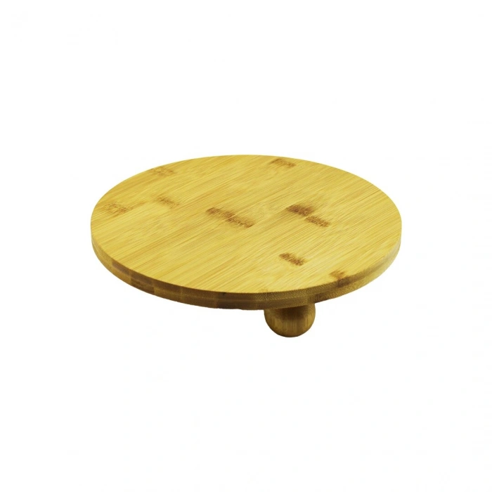 YUVARLAK 24.5CM 3 MİNİ TOP AYAKLI AHŞAP BAMBU SUNUM TEPSİSİ - MİNİ SOFRA (5263)