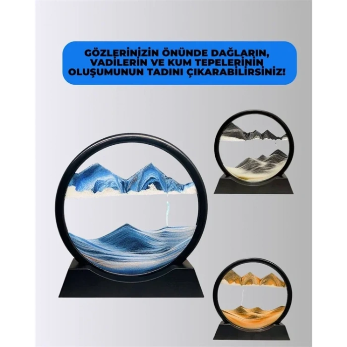 Zihin Açıcı Kum Manzarası – 3d Dinamik Kum Tablosu, Dekoratif, Dönüştükçe Yenilenen Sakinleştirici Sanat Eseri
