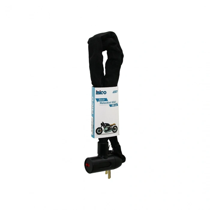 ZİNCİRLİ ANAHTARLI  MOTOR - BİSİKLET KİLİT BEZ KILIFLI AÇ-KAPA KİLİT KAPAK 100CM (5263)