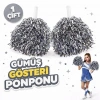 1 Çift ( 2 Adet ) Gümüş Renk 23 Nisan 19 Mayıs 29 Ekim Okul Gösteri Ponponları Ekstra Dolgun (5263)