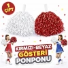 1 Çift ( 2 Adet ) Kırmızı-Beyaz Renk 23 Nisan 19 Mayıs 29 Ekim Okul Gösteri Ponponları Ekstra Dolgun (5263)