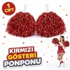 1 Çift ( 2 Adet ) Kırmızı Renk 23 Nisan 19 Mayıs 29 Ekim Okul Gösteri Ponponları Ekstra Dolgun (5263)