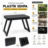 10 ADET KÜÇÜK= 47X33CM KAMP - PİKNİK MASASI SİYAH PLASTİK KATLANABİLİR AYAKLI=38CM (5263)