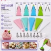 11PCS PASTA SETİ - RENKLİ   1-KREMA TORBASI - 9-METAL SIKMA UÇLARI - 1-UÇ TUTUCU ADAPTÖR (5263)