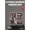 12 Parça Paslanmaz Çelik Kompakt Ve Taşınabilir Manikür Makası Tırnak Makası
