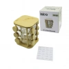 12PCS KARE DÖNER STANDLI CAM - BAMBU KAPAK TUZLUK - BAHARATLIK BAMBU STAND (5263)