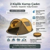 2 Kişilik Vagon Tipi Yarı Otomatik Kamp Çadırı – Çift Kapılı, Çift Pencereli, Hafif Taşınabilir Outdoor Doğa Çadırı 220x120x90 cm (5263)