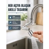 2 Modlu 1080° Dönebilen Musluk Başlığı Esnek 3 Eklemli Hareketli Tasarım