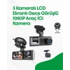 2.0” Lcd Ekranlı, Döngüsel Kayıt Özellikli Üç Kameralı Oto Kamera