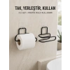 2’li Duvara Yapışkanlı Tuvalet Kağıtlığı Siyah Metal Pratik Rulo Tutucu