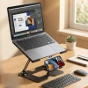 2’si 1 Arada Laptop ve Telefon Standı – AlüMetal Ayarlanabilir,Katlanabilir,Ergonomik Yükseltici (5263)