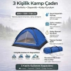 3 Kişilik Manuel Kamp Çadırı – Düz Kapılı Outdoor Aile, Doğa, Piknik ve Kamp Çadırı 200x150x110 cm (5263)