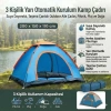3 Kişilik Yarı Otomatik Kurulum Kamp Çadırı – Suya Dayanıklı, Taşıma Çantalı Outdoor Aile Çadırı, Piknik, Plaj ve Doğa 200x150x110 cm (5263)