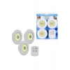 3lü Uzaktan Kumandalı Yapışkanlı Kablosuz Led Spot Lambalar (5263)