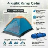 4 Kişilik Kamp Çadırı Manuel Kurulum Düz Kapılı Outdoor Dayanıklı Kamp Doğa Çadırı 200 x 200 x 110 cm (5263)