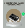4 Prizli 3 Usb Portlu Anahtarlı Akım Korumalı Priz