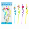 4PCS KIVRIMLI - RENKLİ PLASTİK PİPET FİGÜRLÜ=MİX (5263)