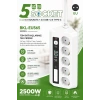 5’li Akım Korumalı Priz 2500w | 2 Usb + 2 Type-c Hızlı Şarj | Led Gece Lambalı | Dokunmatik Beyaz