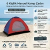 6 Kişilik Manuel Kurulum Kamp Çadırı – Aile, Doğa, Piknik ve Outdoor Kamp Çadırı 220x250x150 cm (5263)