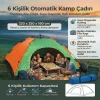 6 Kişilik Otomatik Kurulum Kamp Çadırı – Outdoor Aile, Doğa, Suya Dayanıklı Hızlı Kurulum Çadır 220x250x160 cm (5263)