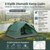  6 Kişilik Otomatik Kamp Çadırı – Çift Katmanlı, Suya Dayanıklı, Hızlı Kurulum Outdoor Aile ve Doğa Çadırı 200x250x150 cm (5263)
