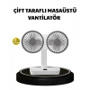 720° Dönebilen Çift Başlıklı Usb Şarjlı Masaüstü Vantilatör – Sessiz Ve Güçlü Serinlik