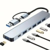 8 in 1 Usb Çevirici Notebook Macbook Type-C Uyumlu Görüntü Aktarıcı Hub (5263)