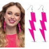 80’ler 90'lar Retro Neon Pembe Şimşek Küpe 10 cm (5263)