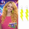 80’ler 90'lar Retro Neon Sarı Şimşek Küpe 10 cm (5263)